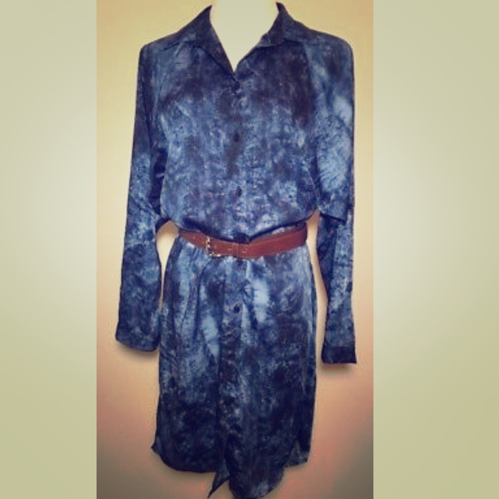 Michael Michael Kors Blue Tie-dye Shirtdress Sz S